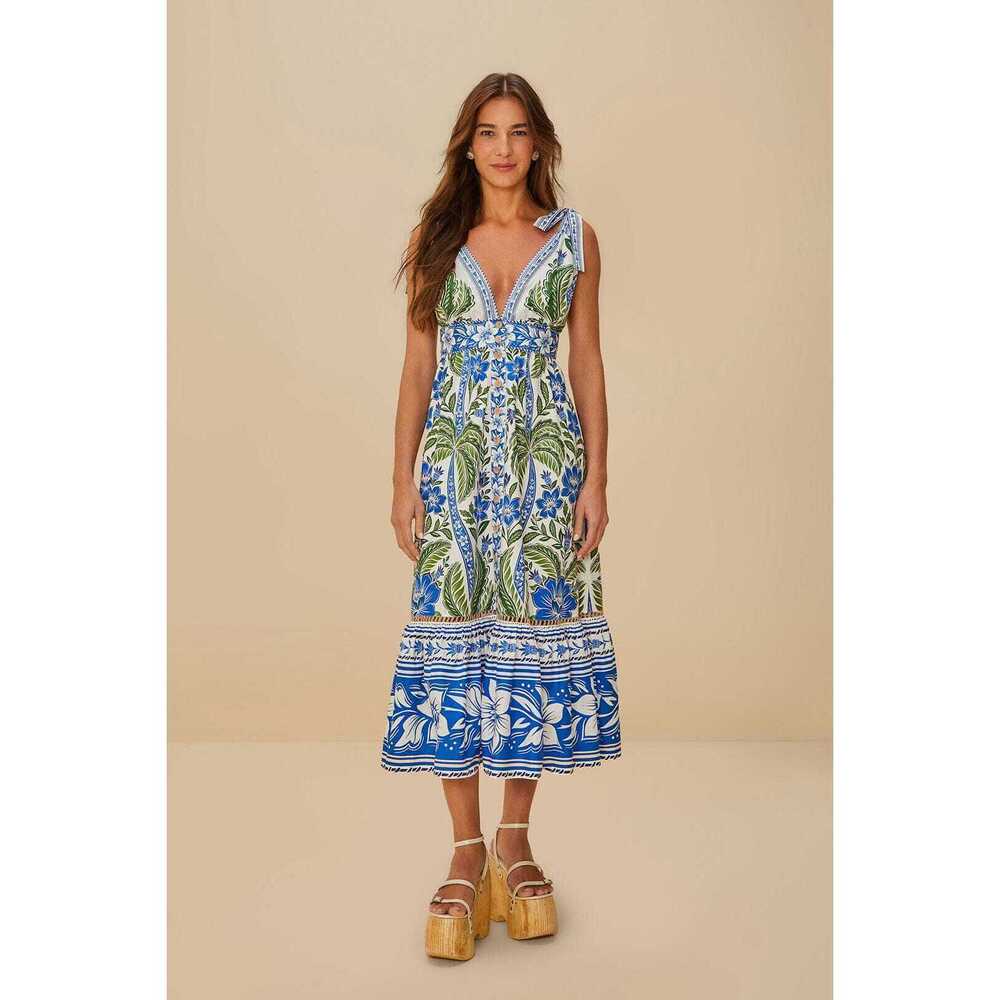 FARM Rio Off-White Tropicance Organic Cotton Midi Dress - NWT
